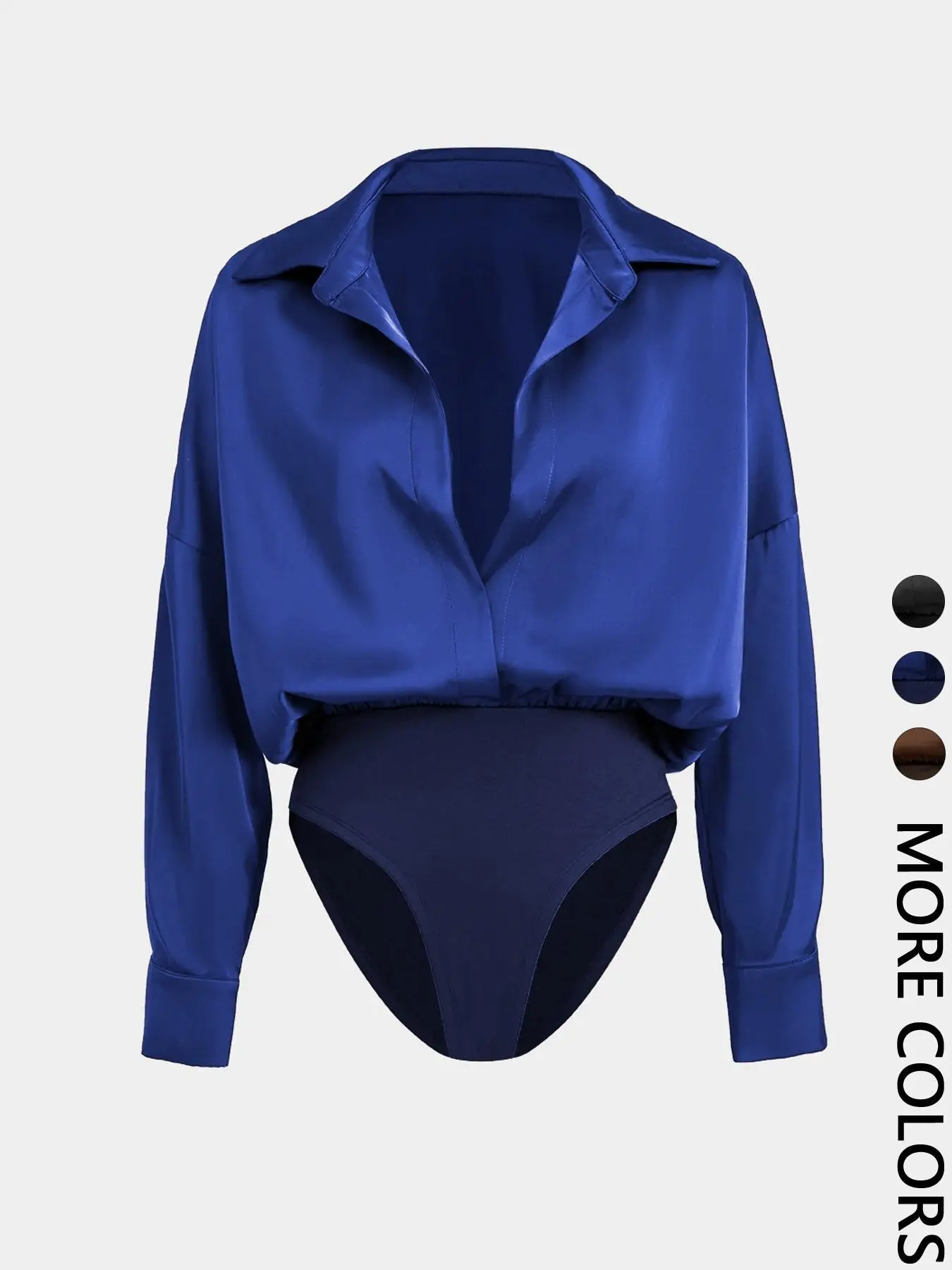 Women's V-Neck Long Sleeve Casual Commuter Basic Fashion Fitted Shirt Jumpsuit Bodysuits, Fashionable Bodysuits, Slim Fitting Bodysuit, Stylish One-Piece for Daily Wear, Everyday, Comfortable and Trendy Design Valentine's Day