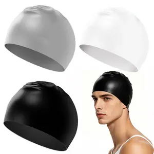 3pcs High Elasticity Silicone Swim Cap for Women and Men, Comfortable Non-Slip Swimming Caps for Long and Short Hair, Durable Waterproof Swim Hats for Adults, Keep Hair Dry