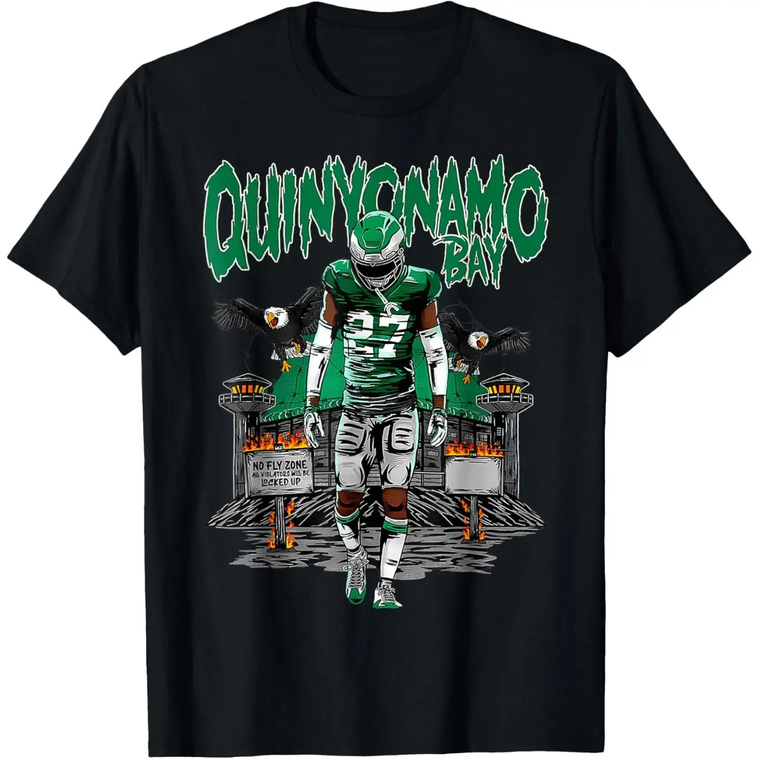 Unisex Quinyonamo Bay Short-Sleeve 100% Cotton Fabric T-Shirt - Regular Fit, Soft Breathable, Fun DIY Design, Black, Comfortable Casual Sports Top, Halloween Gift Idea