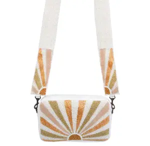 Sun Rays Beaded Half Day Camera Crossbody Bag