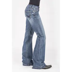 Stetson Womens Blue Cotton Blend Heavy Thread Jeans