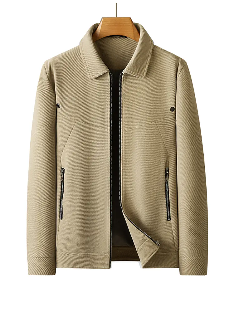 Men's Classic Fashion Velour Jacket, Luxurious Soft Touch Outerwear, Versatile Three Seasons Casual & Formal Wear in Black and Khaki