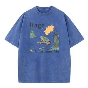 Sunland Fasion Acid Wash Vintage "Rage Consumes Me" pattern T-Shirt,Heavyweight Cotton Streetwear graphic vintage tees Menswear Womenswear Crewneck Tshirt pink