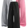 Men's Baggy Solid Color Joggers - Unisex Workout Clothes, Comfortable Drawstring Waist, Winter-Warm Straight Wide-Leg Sports Pants with Pockets, Polyester Fiber Fitness Bottoms,sohochic