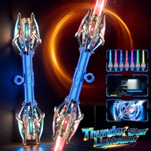 Double-edged Lightsaber With Colorful Lighting and Cool Sound Effects, Glowing Sword Toys (7 Colors LED Light), Super Cool Birthday Gifts For Boys and GIrls