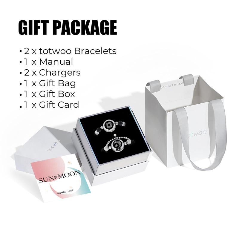 【creative gifts】totwoo Sun&Moon Long Distance Touch Bracelets with Matching Beads Functional Love Connect Gift For Boyfriend or Girlfriend or your Family