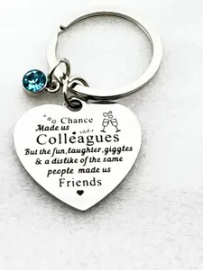 Colleague Friendship Heart Keychain, Elegant Design, Random Print Pattern, Perfect Gift for Coworkers & Friends, Minimalist Design Keychain