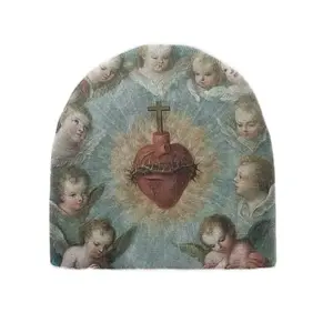 Y2K Rare Unique Beanie - multicolor sacred heart  angel Grunge Design, Unique Pattern, Casual Headwear for All Seasons