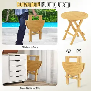 COSTWAY - Portable and Compact Outdoor End Table with X-shaped Legs and Slatted Tabletop