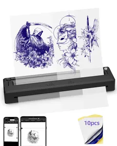 New Tattoo Stencil Printer - Ultra-Portable Wireless Bluetooth, Fits A4-A8, App-Controlled, Inkless, for Artists & Beginners, Compatible with Phones/Tablets/PC