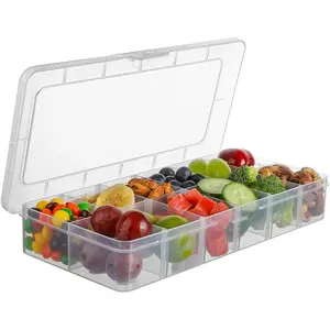 Snack Box Container, 12 Compartments Reusable Divided Snack Container Box, for Storage, Work and Travel, microwave safe containers, travel snack container, snack box for kids, lunch boxes, picnic snack box,adjustable lunch container,box for snacks,1 pack