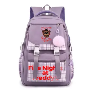 Cartoon Characters FNAF Backpacks Unisex Classic Backpack Travel Daypack Business Bag Large Capacity Multifunction - Purple