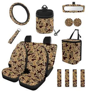 Tribal-Style Patterns 1 Full Set of Car Interior with Car Seat Cover Set, Steering Wheel Cover, Car Seat Belt Covers, Gear Lever Cover &handbrake Cover,Car Front Side Mirror Protective Cover