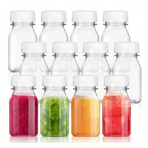 Mini Plastic Juice Bottles with Lid, Reusable Drink Containers, Healthy Small Jars, Portable Storage for Blending, Smoothies, Tea Drinks