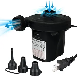 Electric Air Pump for Inflatables, Quick Inflator & Deflator Pumps with 3 Nozzles, 110V Plug-in for Air Mattress, Pool Floats, Inflatable Couch, Boat, Cushion, Toys, Black