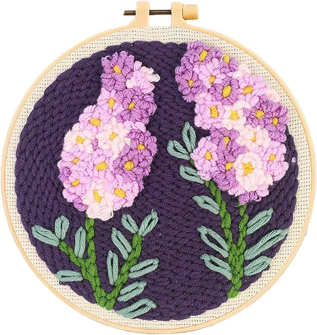 Punch Needle Crafting Kit with Fabric - Hyacinth for DIY Needlework Hobbies