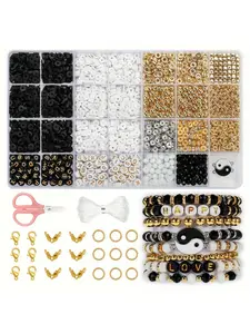 2742pcs Gold Clay Beads Set, DIY Friendship Bracelet Kit, Letter Beads, Geometric Charms, Jewelry Making Supplies, Gift Ideas, DIY Beading Accessories, Beads For Jewelry Making