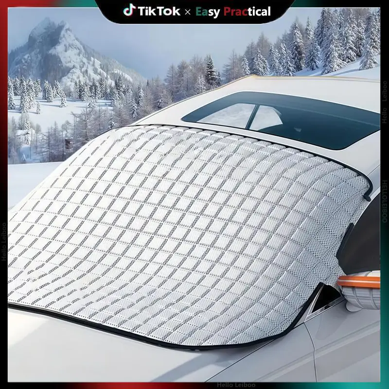 48''X64" All-Season Car Windshield Snow Cover & SunShade, Anti-freezing and Anti-snow Windshield Cover, Suitable for Car, SUV, Truck and RV - Car Accessories!