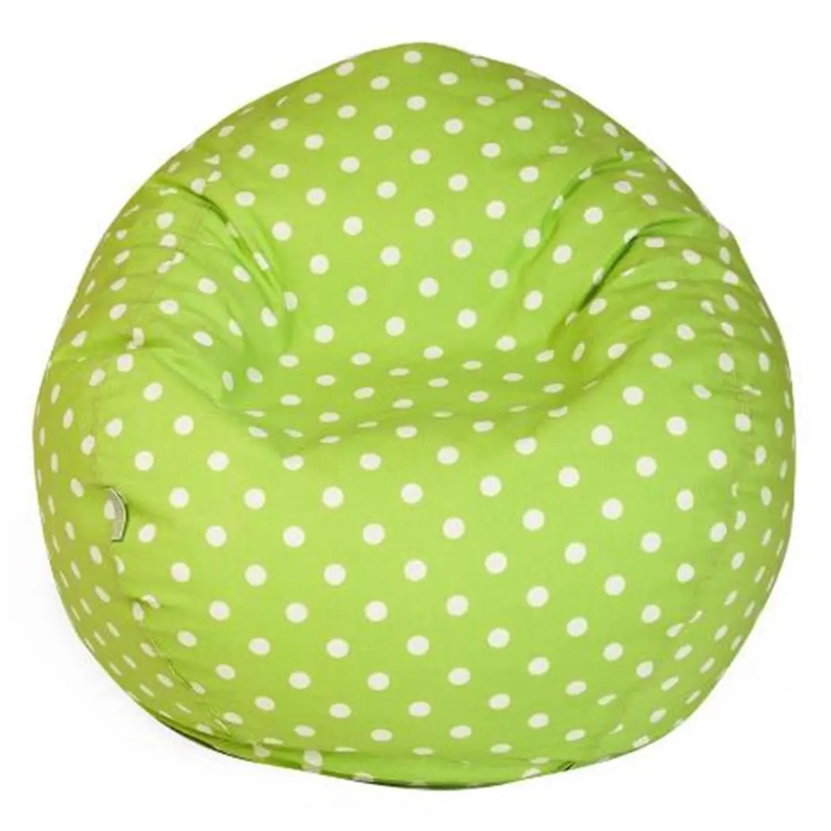 Majestic Home Classic Lime Small Polka Dot Casual Cotton Floor Chair Bean Bag - Eco-Friendly Polystyrene Beads, Removable Cover with Zipper Closure, Refills Included, 28L x 28W x 22H in Playroom Indoor Sofa Furniture, 28 L X 28 W X 22 H In