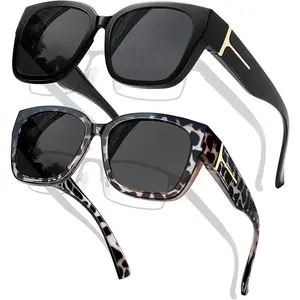 MSG10 Over Glasses Sunglasses Polarized Fit Over Sun Glasses Oversized Design Fashion Wrap Around Shades 2 Pack
