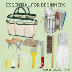 12-Piece Bee Hive Starter Kit – Beekeeping Supplies with Bee Smoker & Hive Tools – Complete Equipment Set for Beginners & Beekeepers