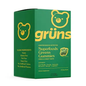 Grüns Superfood Greens Gummies - Comprehensive Nutrition Vegan Gluten-Free Nut-Free Dairy-Free No Artificial Colors Flavors Supports Gut Health Energy Immunity Recovery Beauty Cognition - Fitness, Healthcare