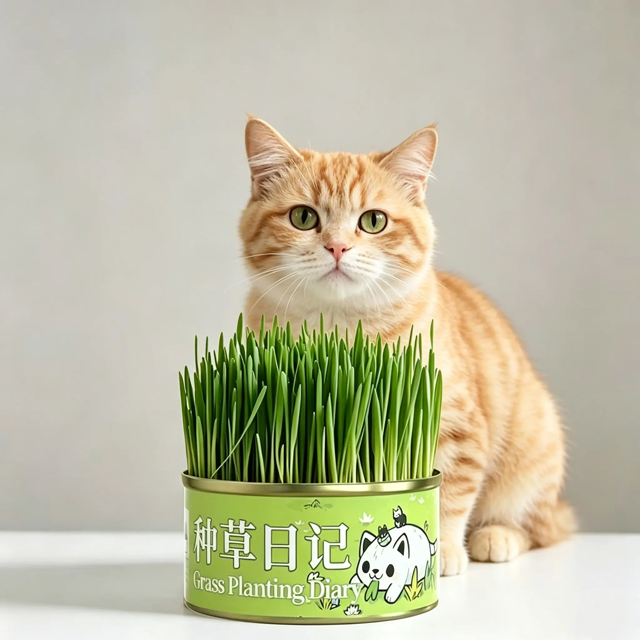 Organic Cat Grass Seeds in A Reusable Tin Can - Non-GMO Wheat Grass Grow Kit for Indoor Cats, Healthy Digestive Aid & Hairball Remedy, Cute Gift for Cat Lovers