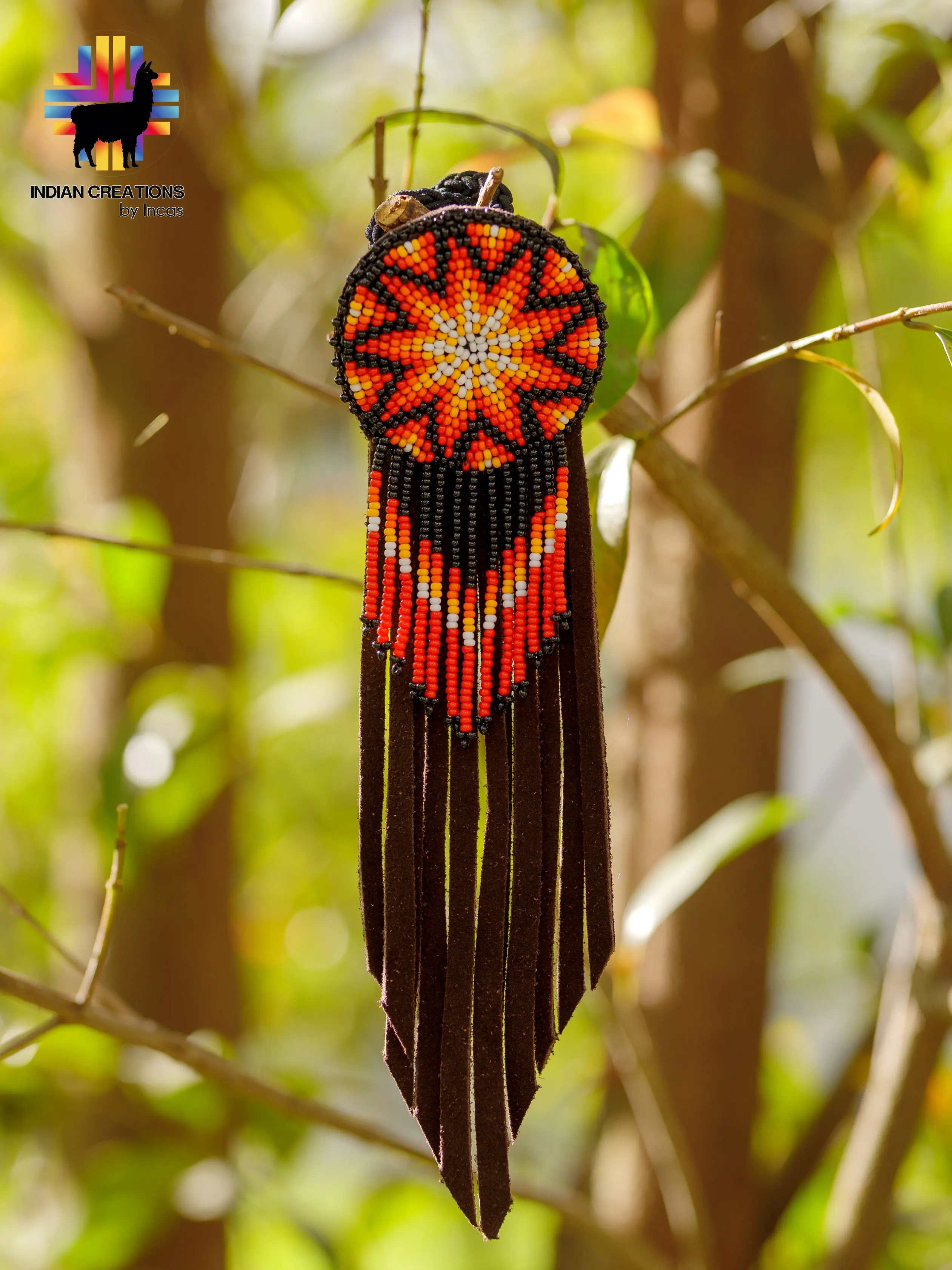 Handmade Leather Hair Tie. Beaded Hair accessories. Made in Ecuador. Boho and Chic.