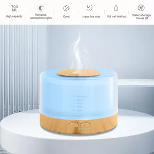 Ultrasonic Diffuser Humidifier 700ML Eco-friendly 7 RGB lights & 6 essential oils aromatherapy vaporizer for large room anxious relief-workersomb Compatible PP material granite base