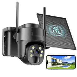 4G LTE Solar Security Camera PTZ 2K Resolution No WiFi Required Built-in eSIM iCam365 APP Motion Detection Night Vision IP65 Weatherproof