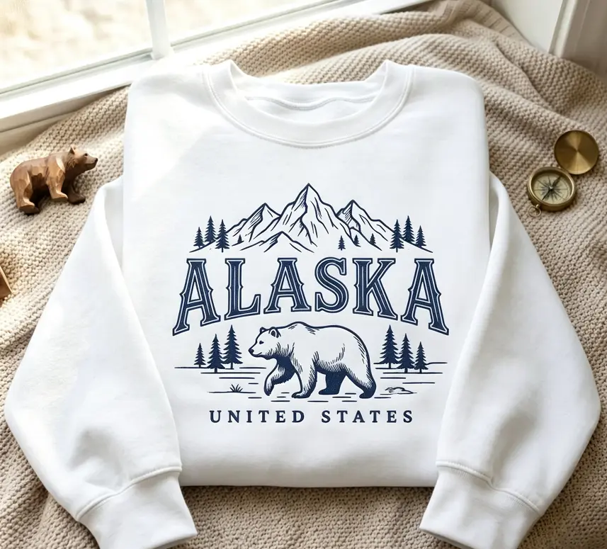 Alaska Bear Mountains Sweatshirt – United States Graphic Apparel, Alaska SweatShirt