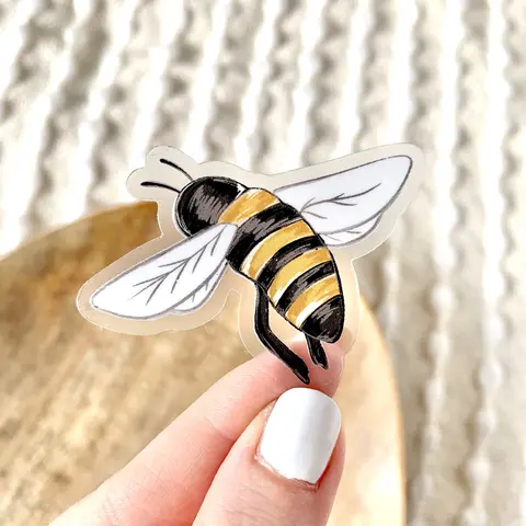 Elyse Breanne Design Honey Bee Waterproof Glossy Vinyl Sticker - 2x2.25in Customized Personalized Removable, Residue-Free Adhesive Door Stickers with Residue-Free Lift for Cars, Dishwasher Safe Easy Peel Decor