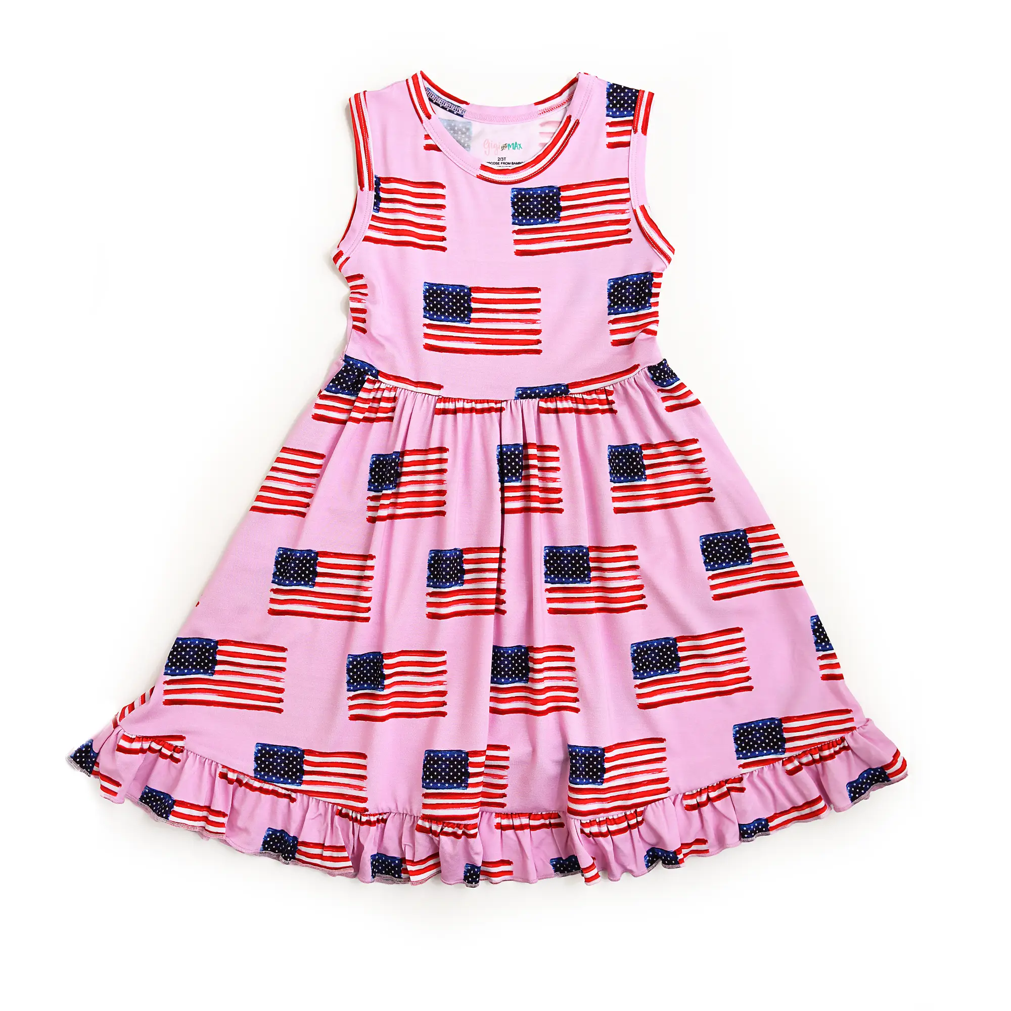 Betty Pink Flag TANK TWIRL DRESS bamboo toddler kids clothing 4th of july gigi and max