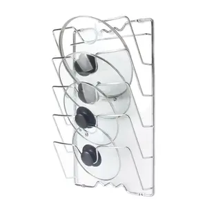 Durable Metal Wall-Mounted Pot Lid Storage Rack, Kitchen Organizer, Bowl and Plate Holder, Cabinet and Sink Underneath Storage