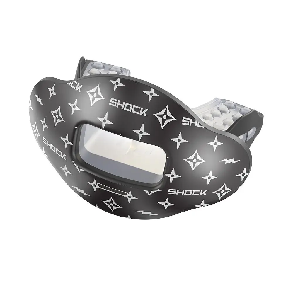 Shock Doctor Black Lux Max AirFlow Football Mouthguard with Extra Large Breathing Channel & Instant Fit for Optimal Comfort and Protection