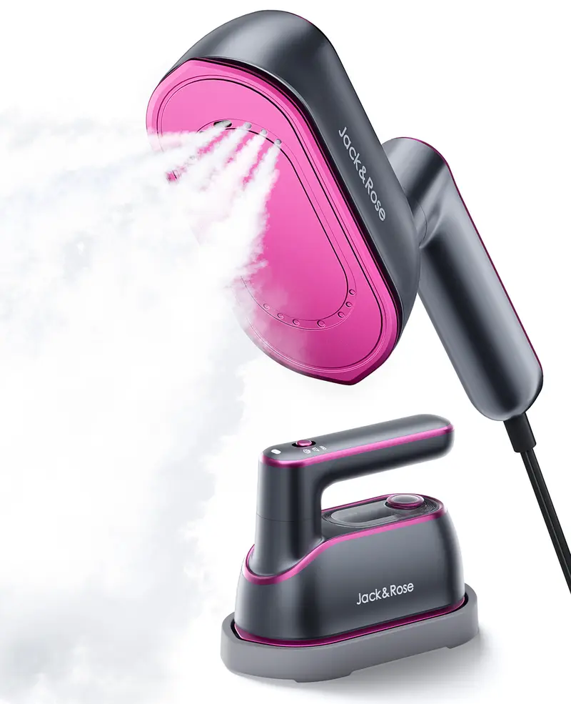 Jack&Rose Newest 2-in-1 Steam Iron & Clothes Steamer - Handheld Portable Garment Wrinkle Remover, Fast Heat-Up, Large Soleplate, 150ml Water Tank - Lightweight for Home, Travel, and Office Use