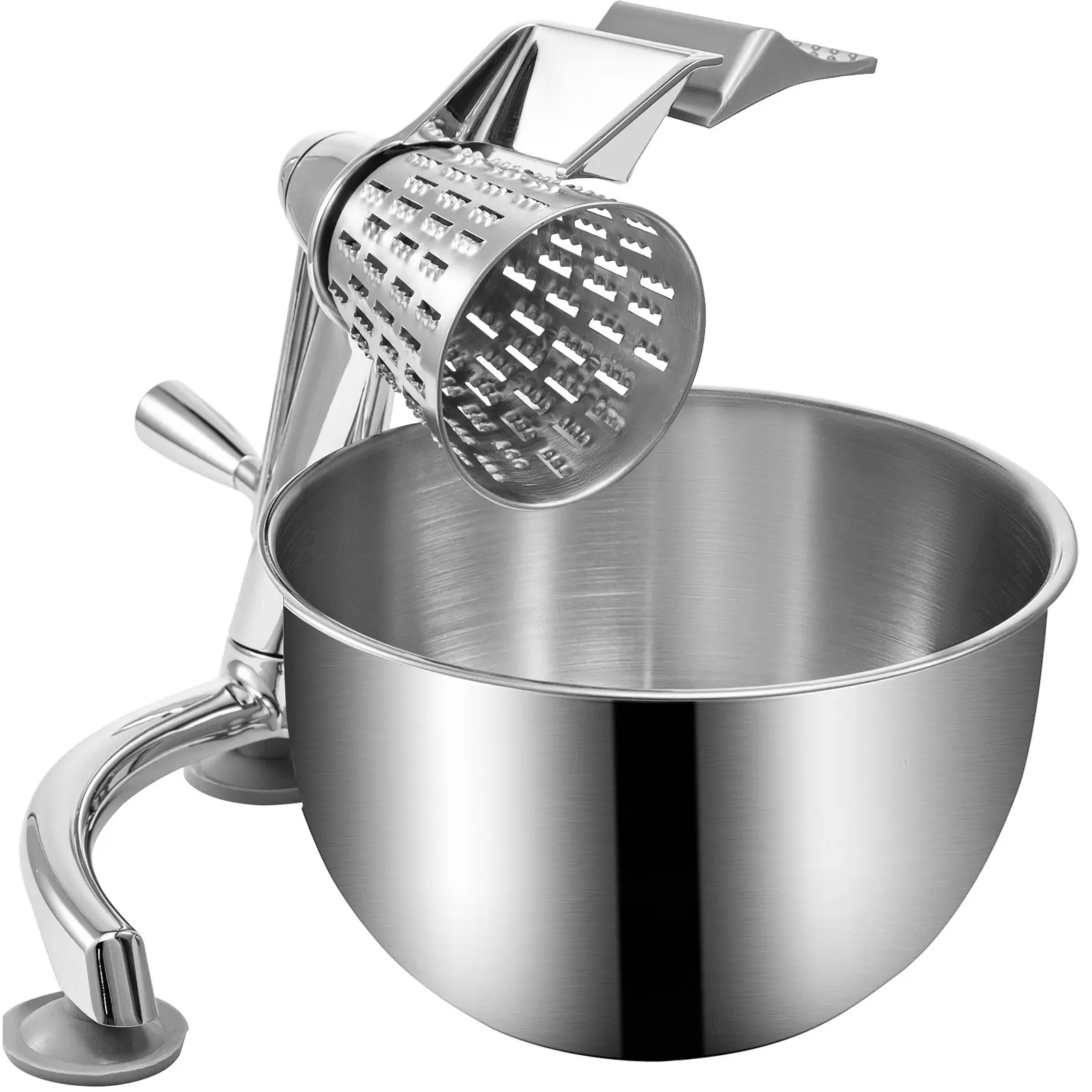 【Summerfinds】Manual Rotary Cheese Grater Cover Utensil, Zinc Alloy Kitchen Equipment with 5 Stainless Steel Cutting Cones, 2.5L Bowl, Suction Base for Vegetable Shredding (Father's Day Gift Option), Utensils