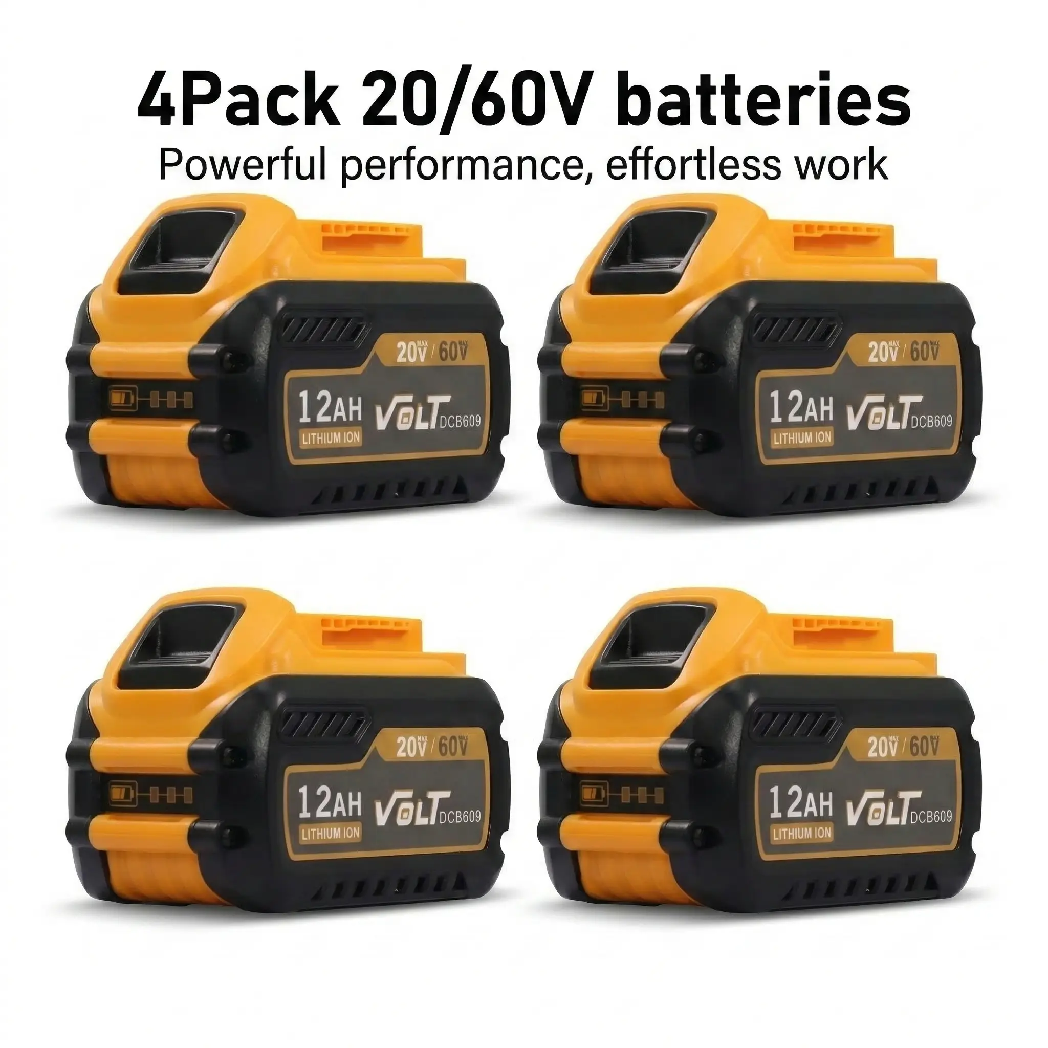 4PACKS 60V MAX 12000mAh Replace for DeWalt 60 Volt Battery DCB606 DCB609 Compatible with Original 20V/60V Power Tools and Chargers,Power Tool Gear