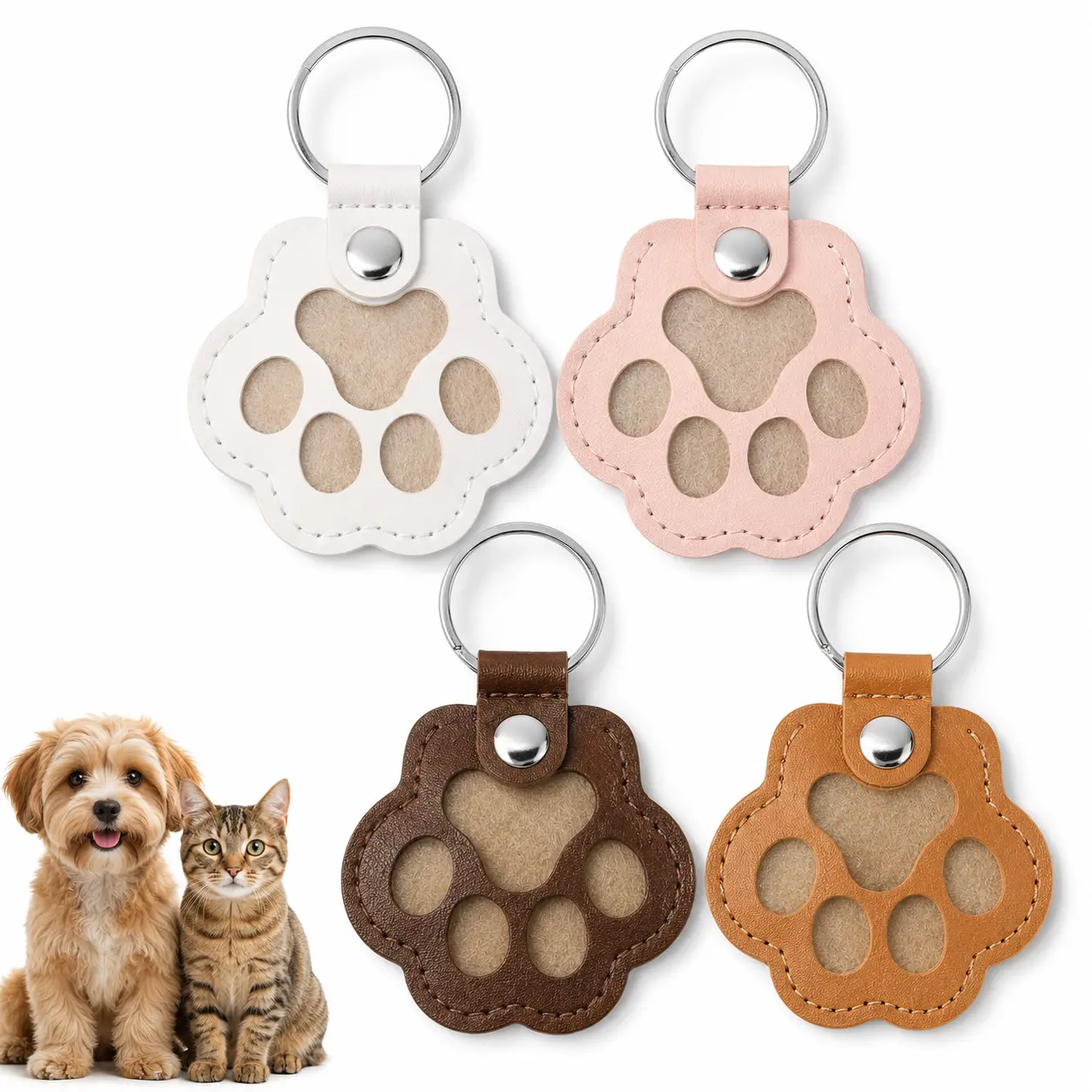 SUNV Great Solution to Pet Hair, Permanent Pet Hair Preservation - Leather Keychain Pet Hair Keepsake Container, Memorial Gift for Dogs, Cats, Puppies and Kittens, Best Accessory for Pet Owners