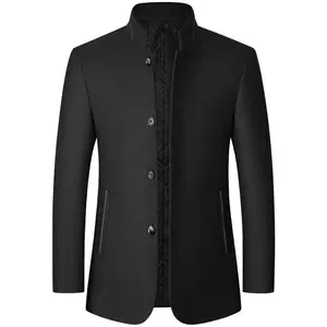2025 Autumn Winter Men's Windproof Woolen Jacket Stand Collar Warm Coats for Middle-aged Men Stylish & Versatile Menswear