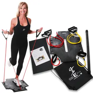Club E Fit Deluxe Gym System – Compact Resistance Band Platform with Handles & Bands for Full Body Workouts, Portable Home Gym Kit, Low-Impact Training, Quick Setup, Durable & Joint-Friendly - Exercise Equipment