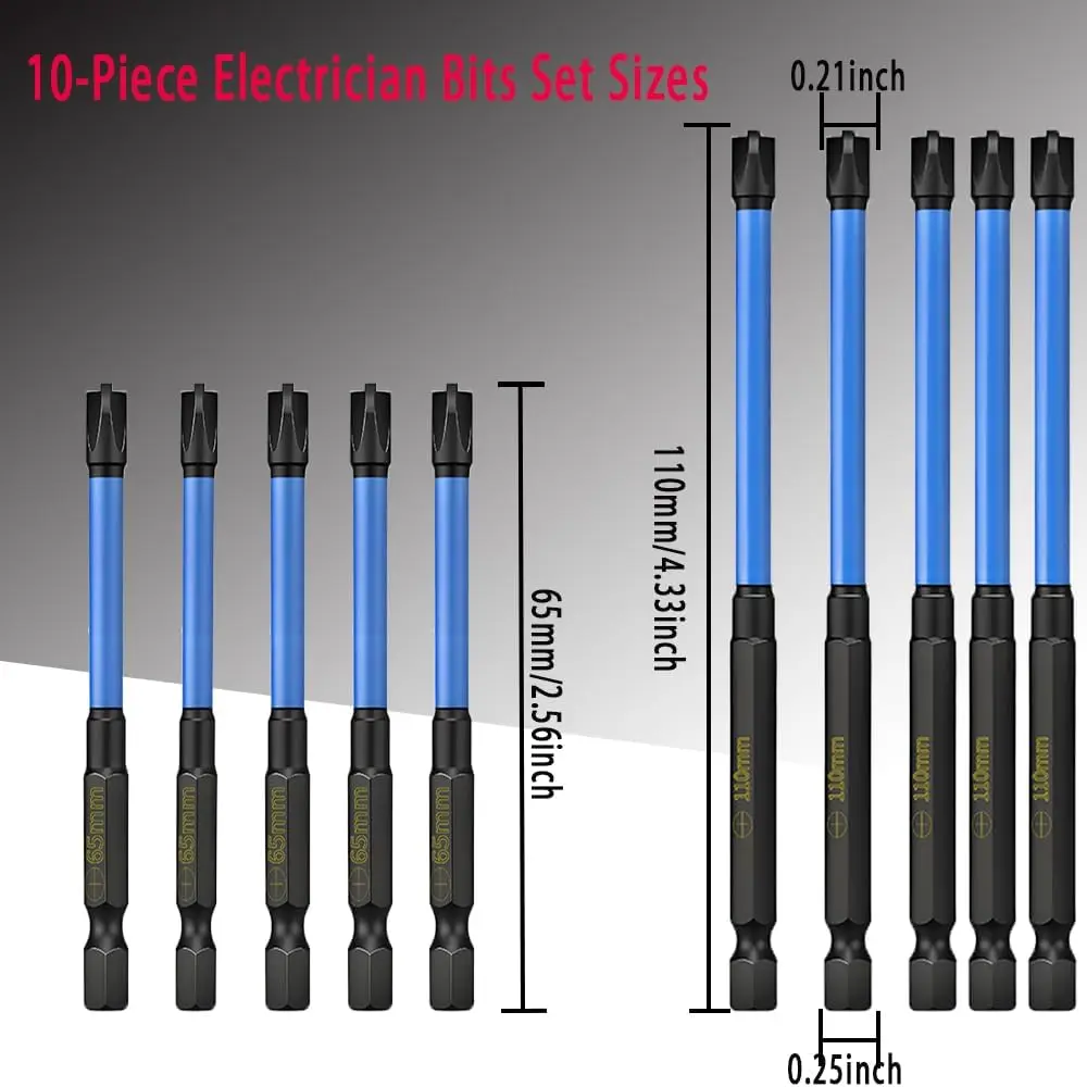 Strong Magnetic Screwdriver Drill Bit Set, Durability Screwdriver Drill Bit Set, Anti-Slip Magnetic Electric Screwdriver Set(10, Black-blue)