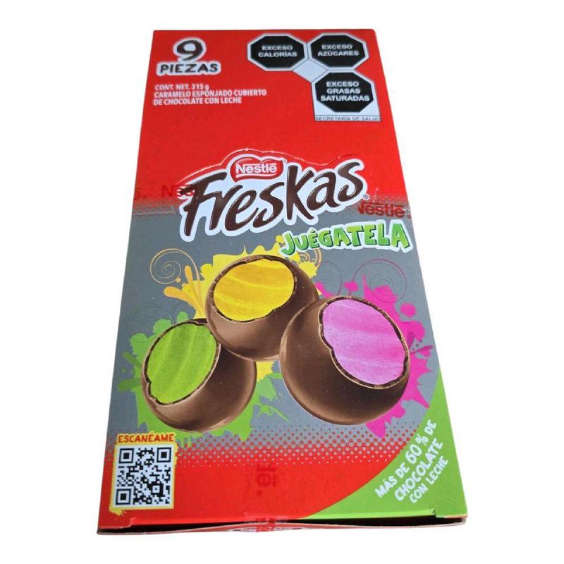 Nestle Freskas Guegatela 9 Pieces Box Caramel Covered Chocolate Mexican Candy 12.9 oz Net Weight Sweet Treats Snack Bonbon Dessert