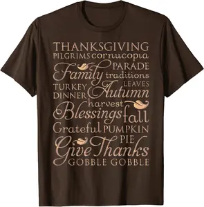 Thanksgiving Blessed Grateful Holiday Words Of Encouragement T-Shirt - Nafeesaami Shop 62B09JNCXQXH