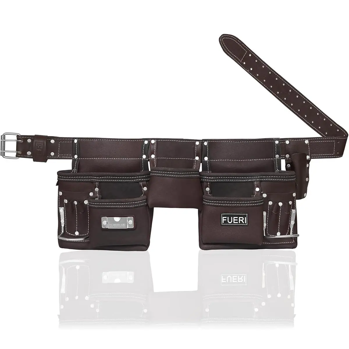 FUERI Heavy Duty Construction Tool Belt, 11 pockets Tool Pouch, Carpenter tool organizer