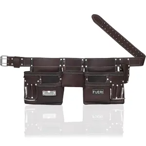 FUERI Heavy Duty Construction Tool Belt, 11 pockets Tool Pouch, Carpenter tool organizer