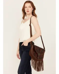 Lenora Longhorn Tooled Leather Crossbody Bag