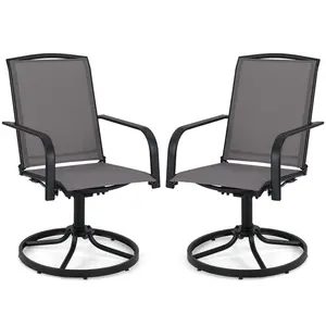 COSTWAY - Outdoor Swivel Chairs Set of 2 with High Back and Breathable Seat-Gray