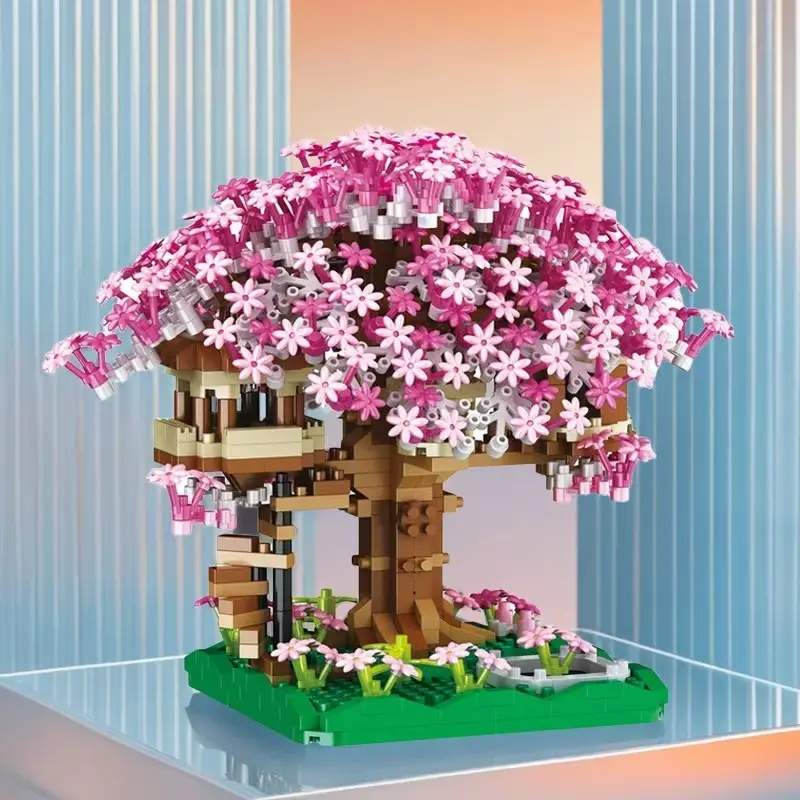 Upgrade Cherry Blossom Tree House Creative Building Set, Perfect Halloween Thanksgiving Christmas Gift, Fun DIY Craft Kit for Kids