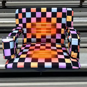 Heated Retro Checkerboard 23" Stadium Seat with Armrests